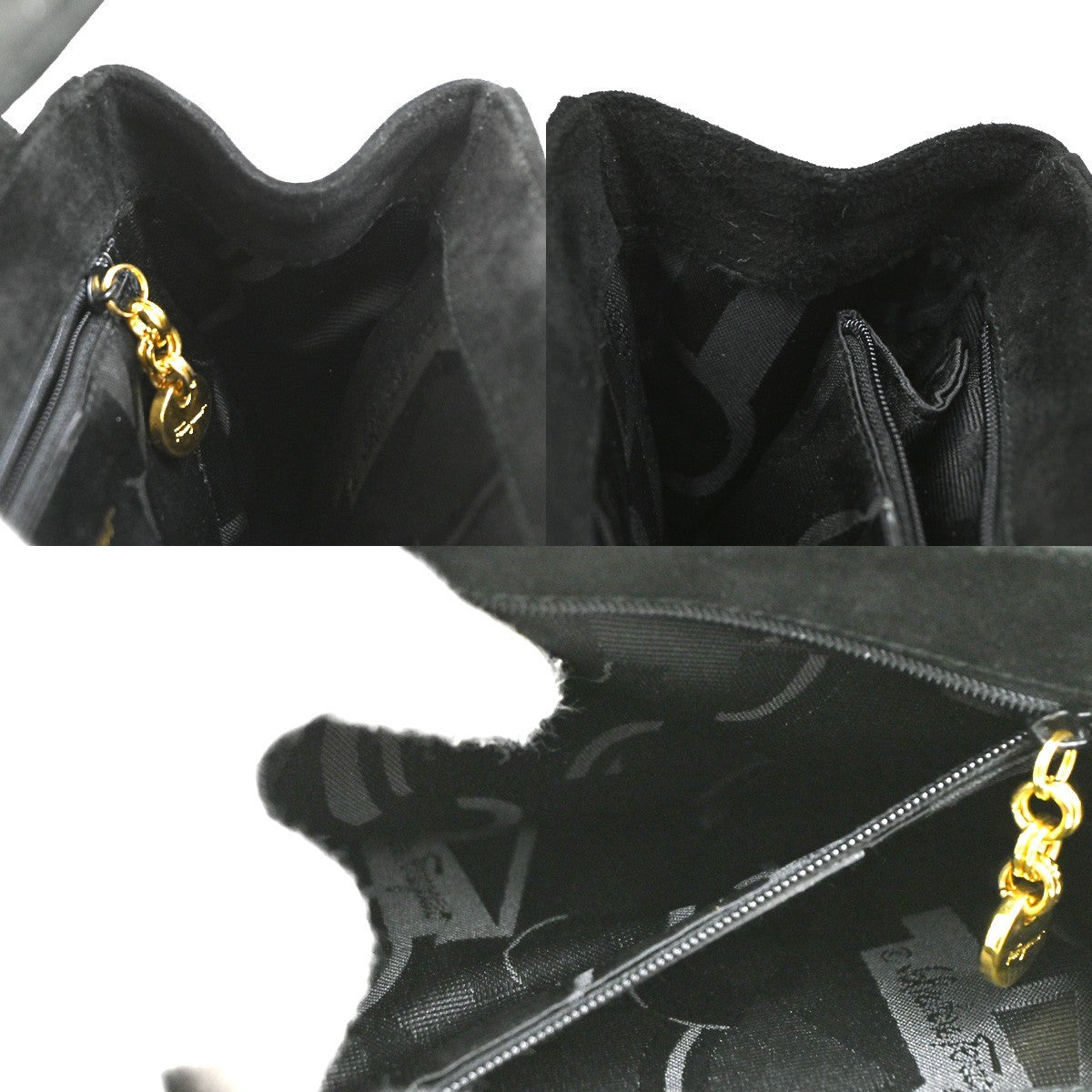 Salvatore Ferragamo Gancini handbag Suede, BLACK, SUEDE, Handbag