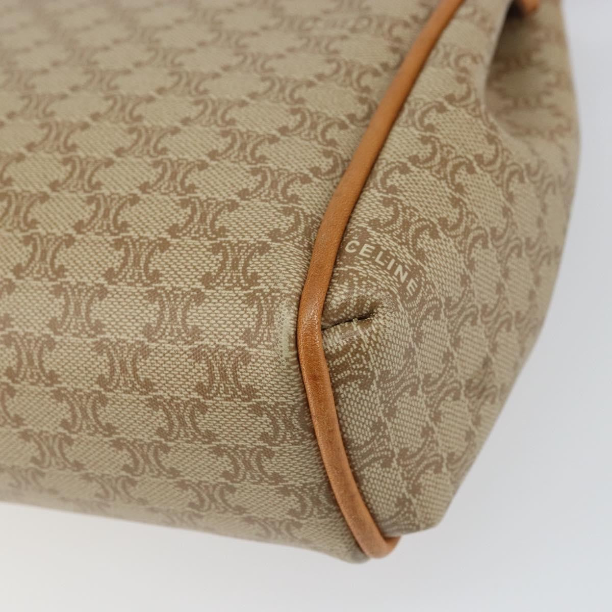 Celine Vintage Macadam Shoulder Bag Canvas and Leather, BEIGE, CANVAS, Shoulder bag