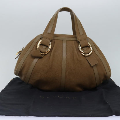 Bvlgari Doppio Handbag Leather, BROWN, LEATHER, Handbag