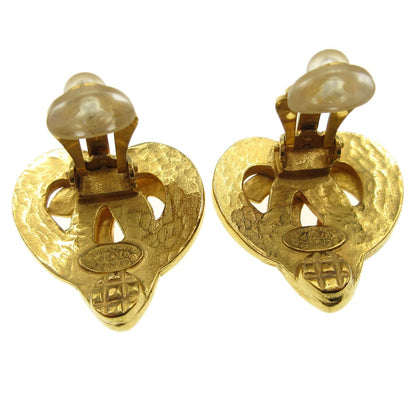 Chanel CC logo heart Gold-plated, GOLD, GOLD_PLATED, Earrings