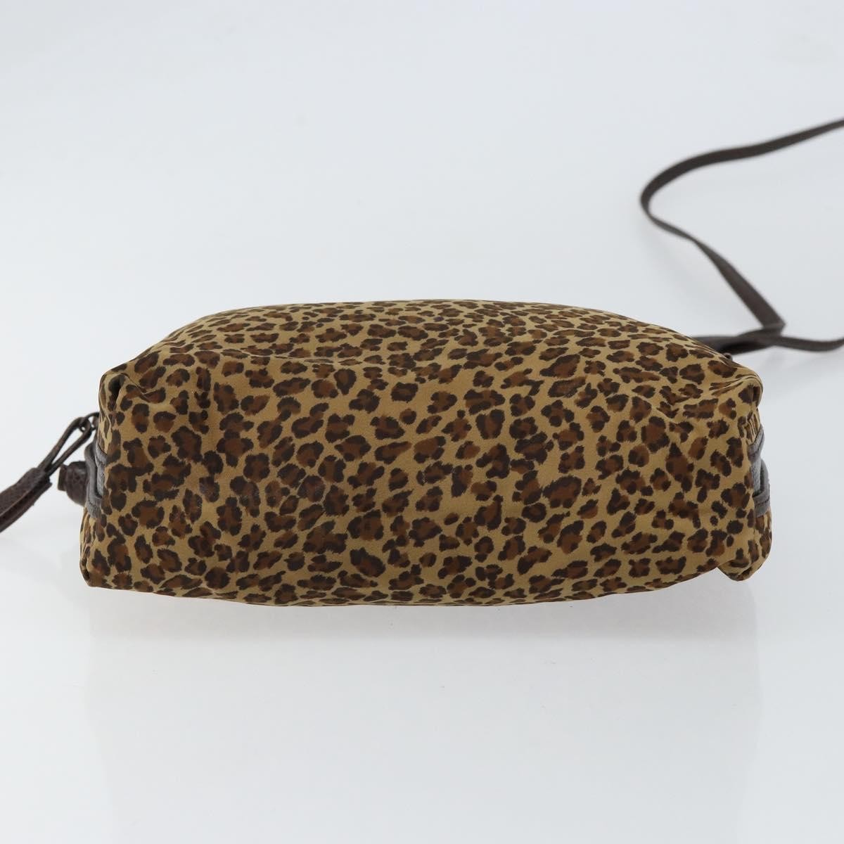 Bottega Veneta Vintage Shoulder Bag Leopard Print, BROWN, NYLON, Shoulder bag
