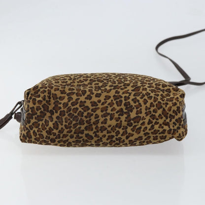 Bottega Veneta Vintage Shoulder Bag Leopard Print, BROWN, NYLON, Shoulder bag