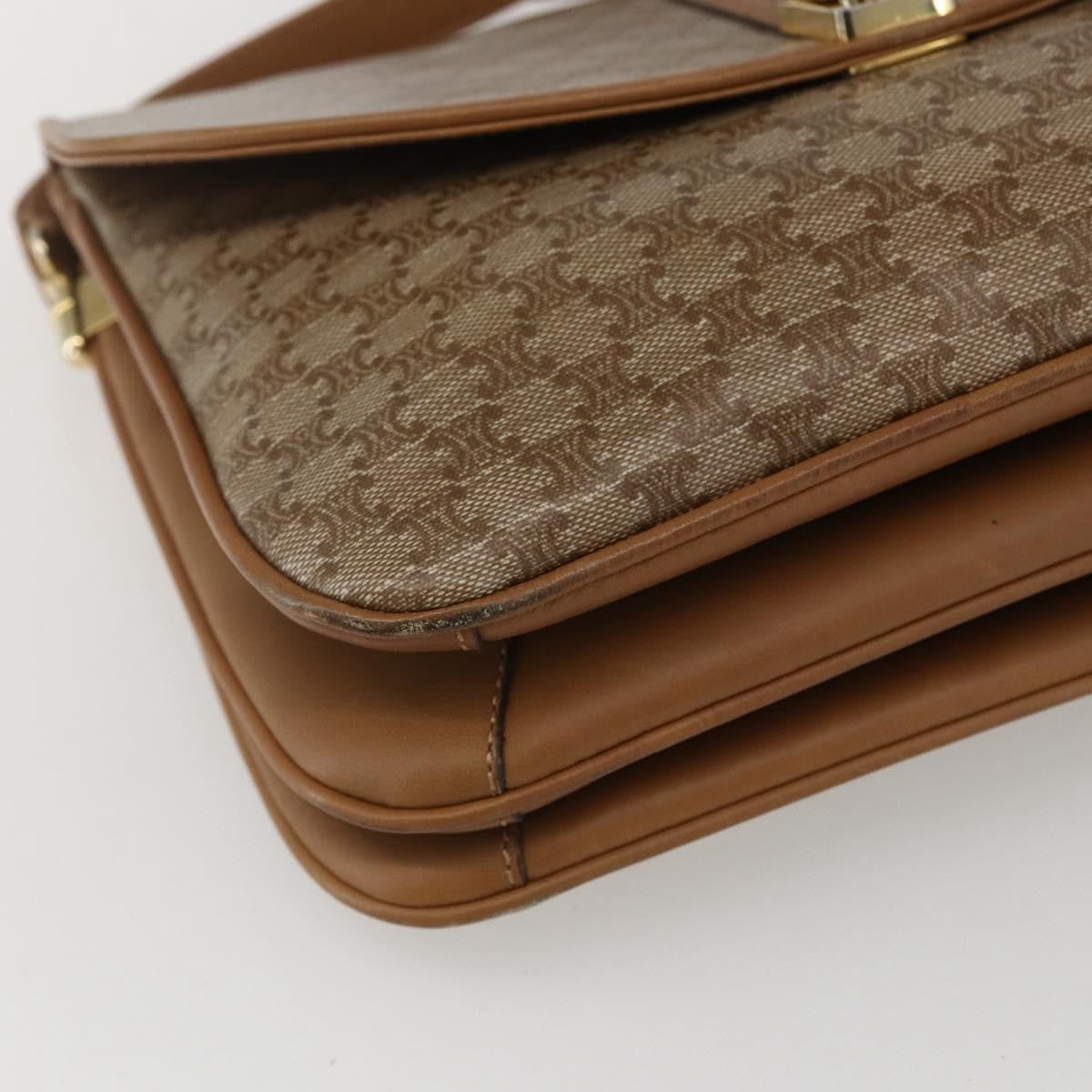 Celine Vintage Macadam Shoulder Bag Canvas and Leather, BEIGE, CANVAS, Shoulder bag