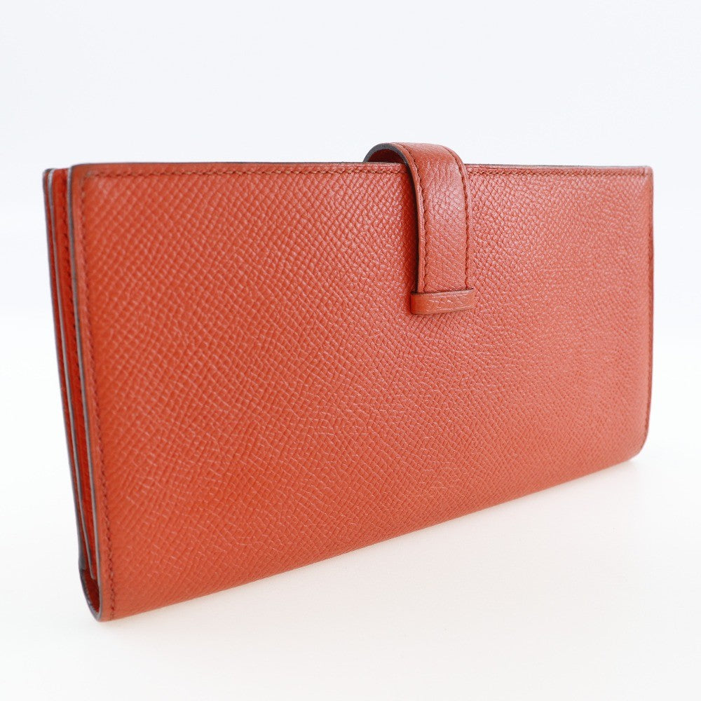 Hermes Bearn Wallet Epsom, ORANGE, LEATHER, Wallets