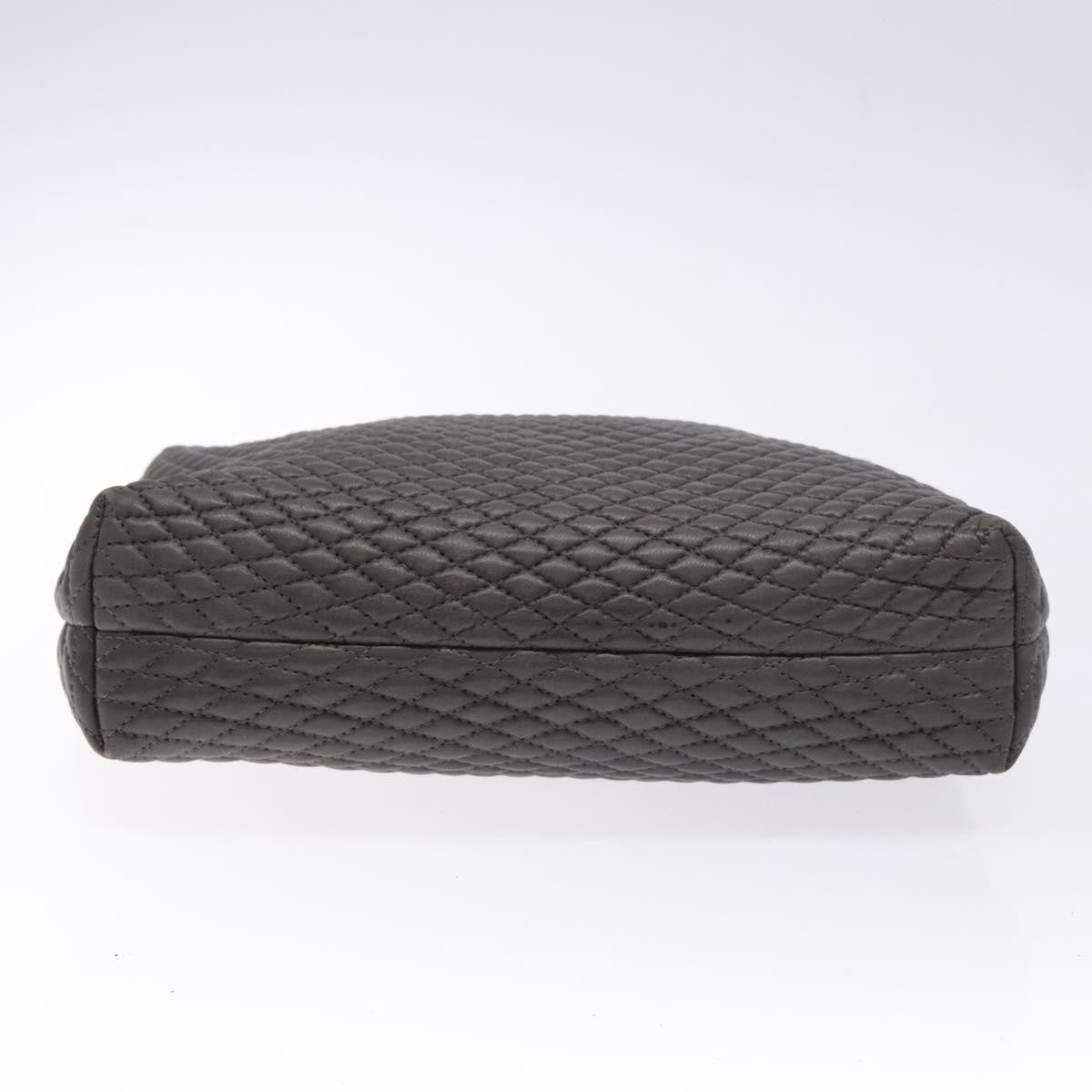 Bally Vintage Handbag Quilted Leather, GRAY, LEATHER, Handbag