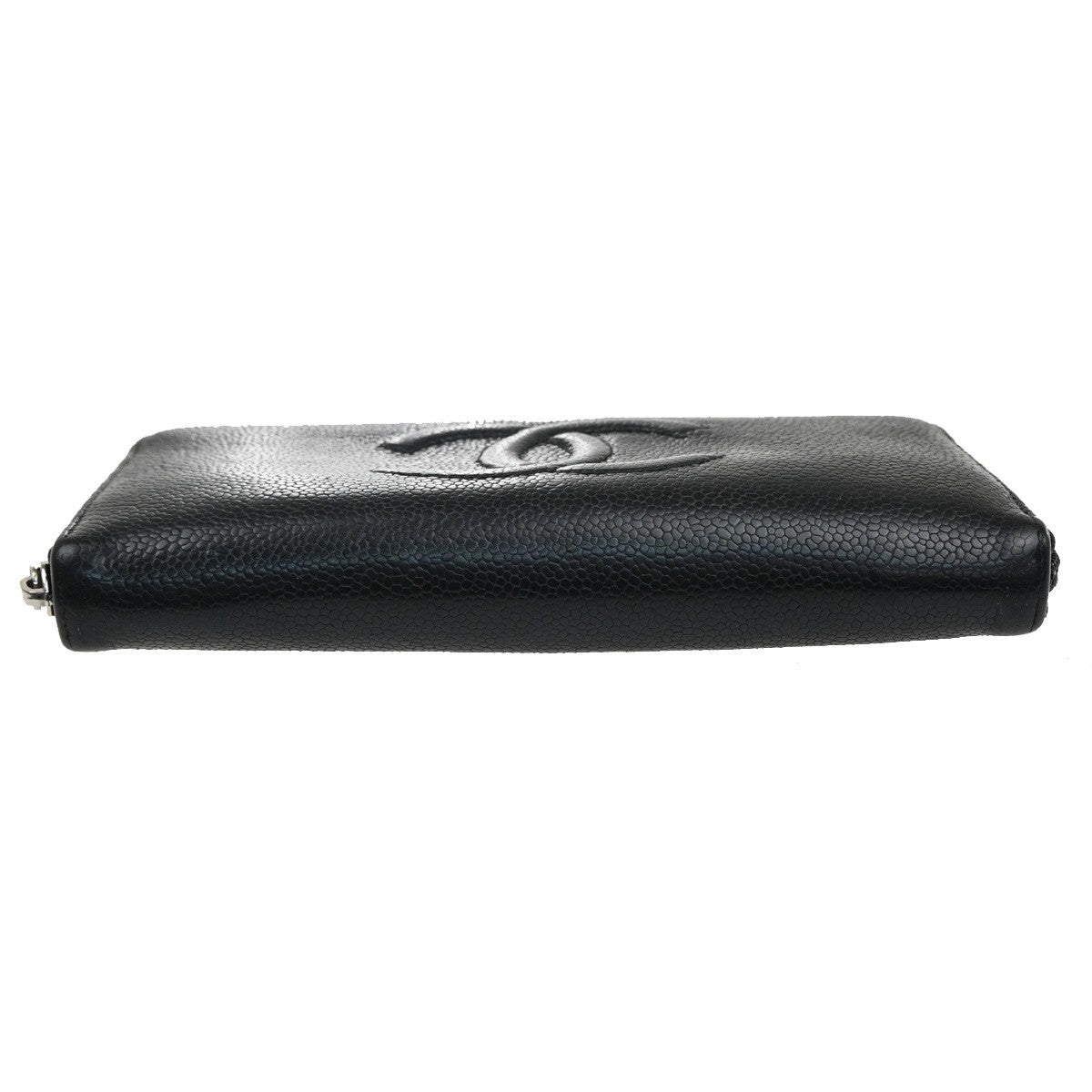 Chanel CC Zip Around Wallet Leather, Black, Leather, Wallet