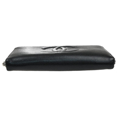 Chanel CC Zip Around Wallet Leather, Black, Leather, Wallet