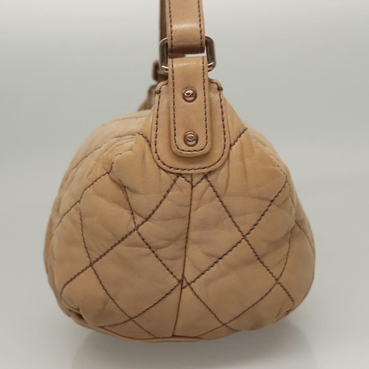 Chanel Vintage Wild Stitch Zip Shoulder Bag Quilted Lambskin, BROWN, LEATHER, Shoulder bag