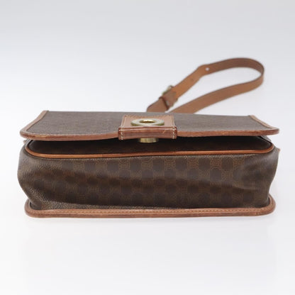 Celine Vintage Macadam Circle Logo Shoulder Bag Canvas and Leather, Brown, Canvas, Shoulder Bag