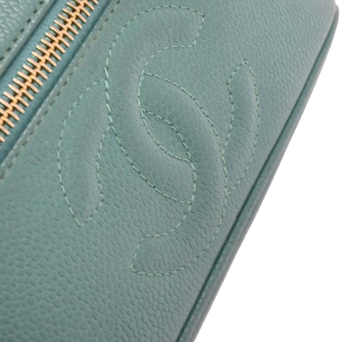 Chanel Vintage Timeless Vanity Case Caviar, GREEN, LEATHER, Clutche & pouche