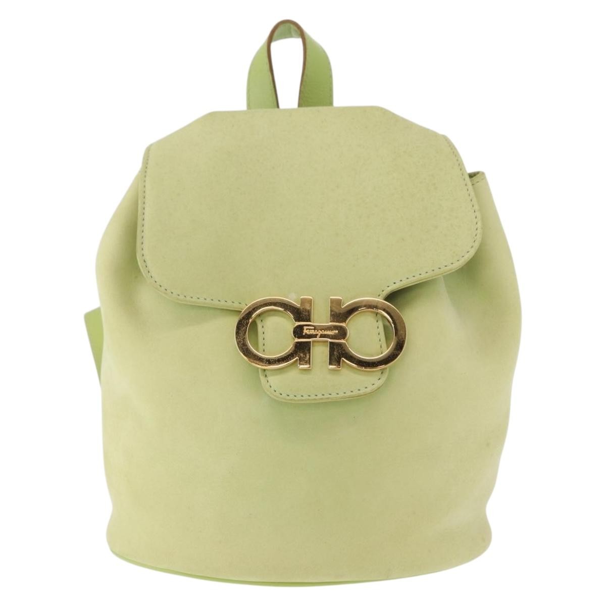 Salvatore Ferragamo Gancini Backpack Suede, GREEN, SUEDE, Backpack
