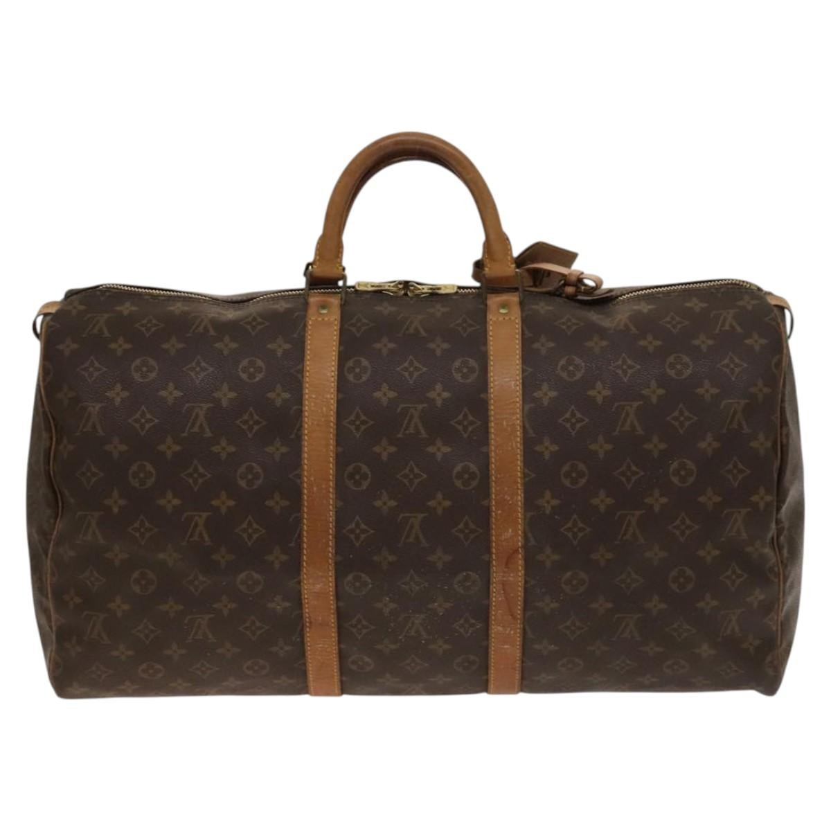Louis Vuitton Keepall Bag Monogram Canvas, BROWN, CANVAS, Travel bag