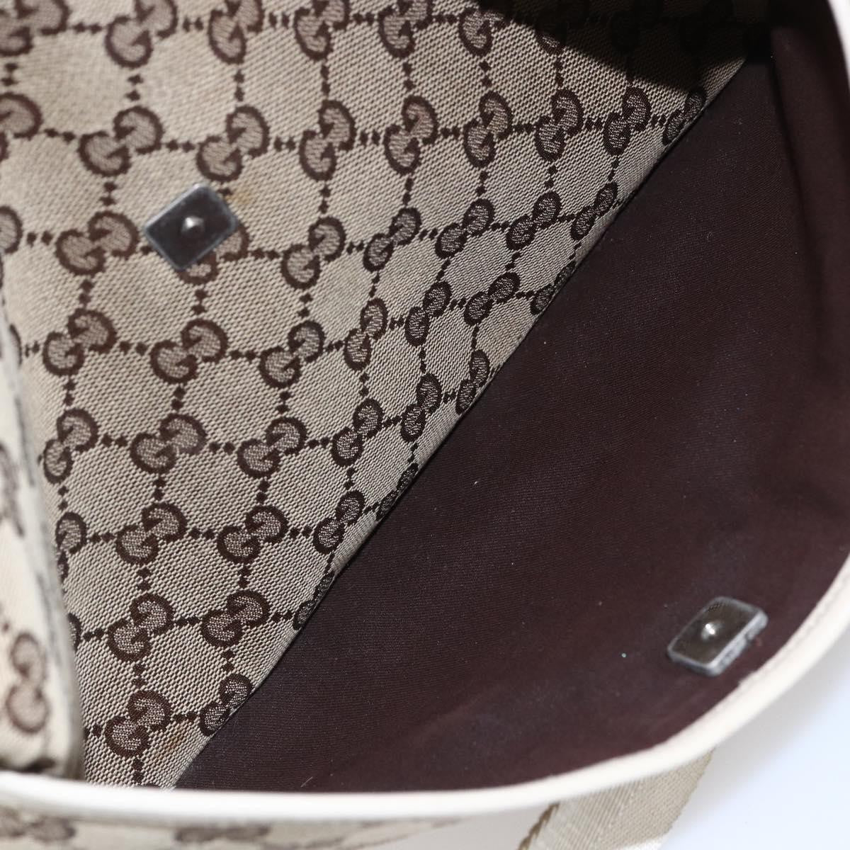 Gucci Zip Messenger Bag GG Canvas with Perforated Leather, BEIGE, CANVAS, Shoulder bag