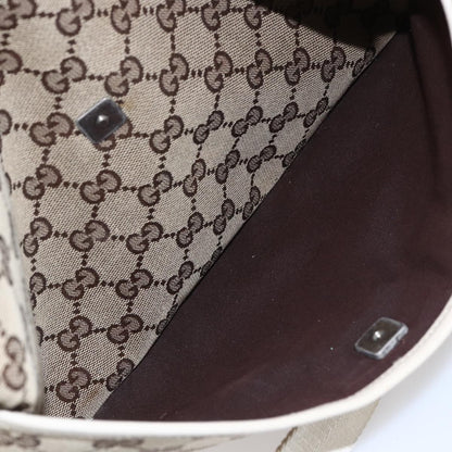 Gucci Zip Messenger Bag GG Canvas with Perforated Leather, BEIGE, CANVAS, Shoulder bag