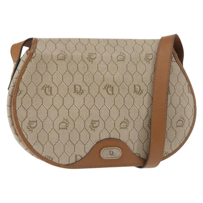 Christian Dior Vintage Honeycomb Flap Crossbody Bag Coated Canvas, BEIGE, CANVAS, Crossbody bag