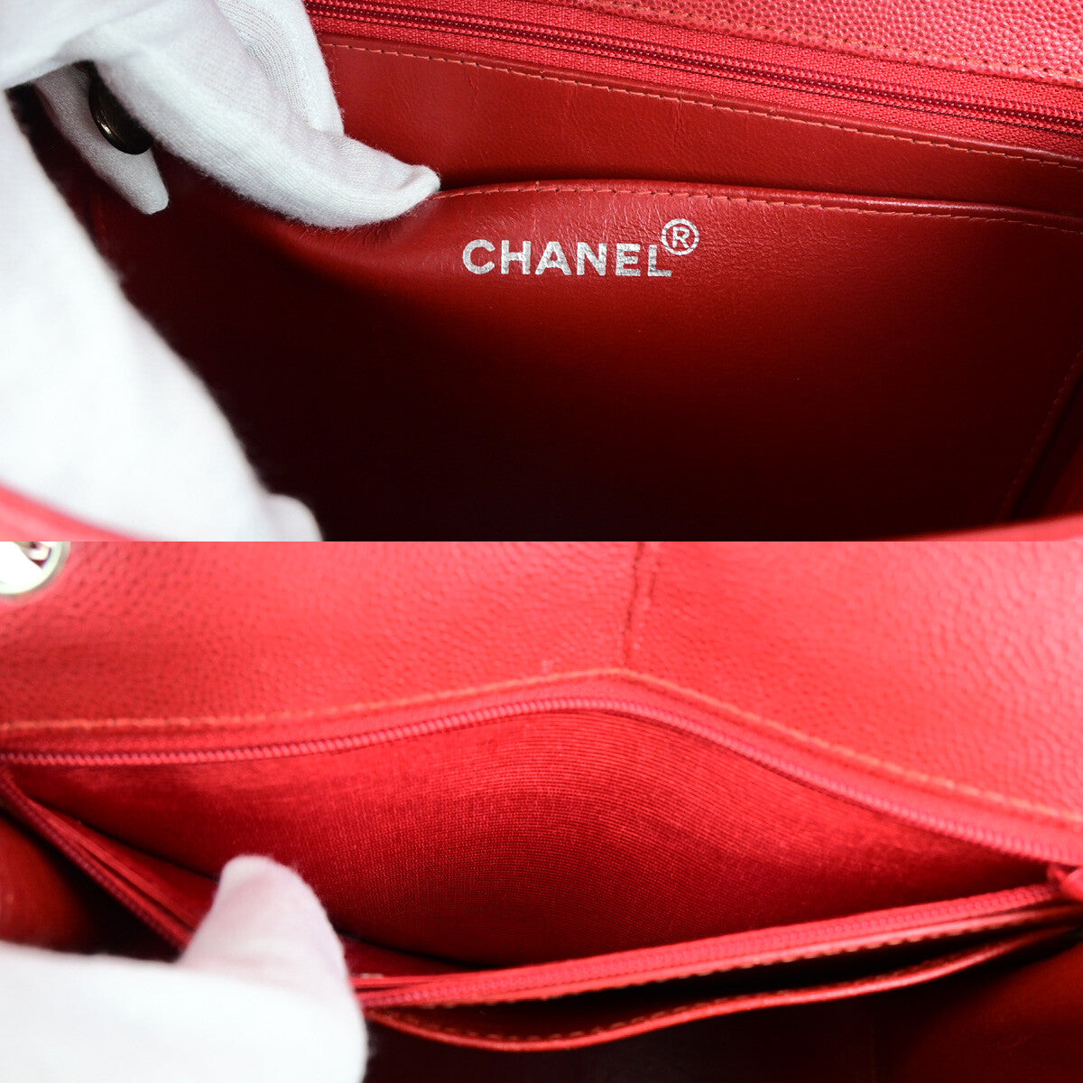 Chanel Vintage CC Flap Top Handle Calfskin Leather, RED, CALFSKIN, Handbag