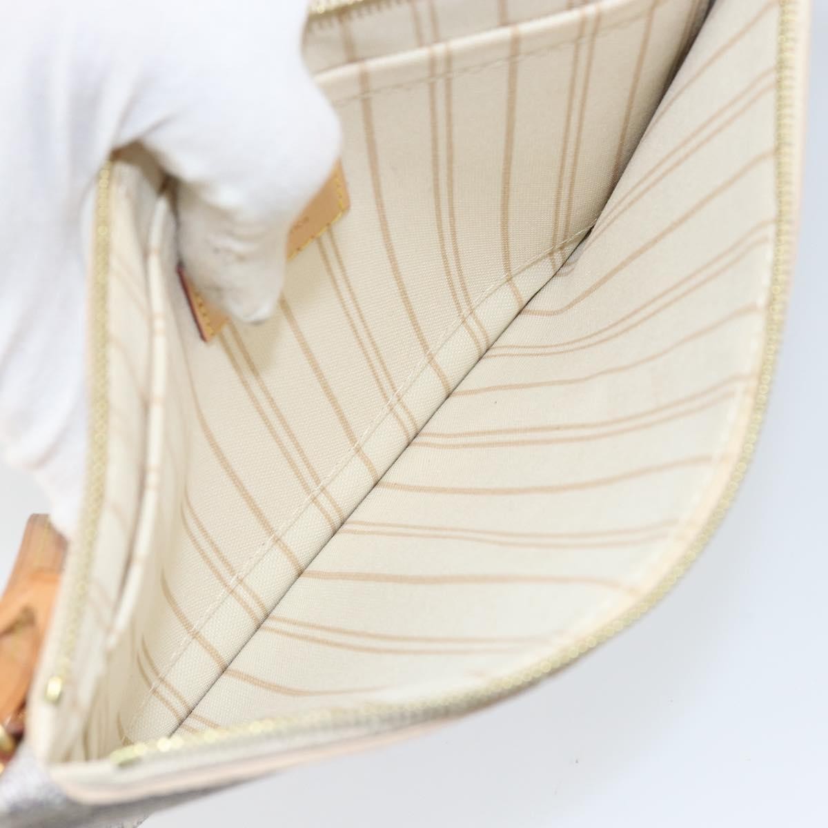 Louis Vuitton Neverfull Pochette Damier, BEIGE, CANVAS, Clutche & pouche