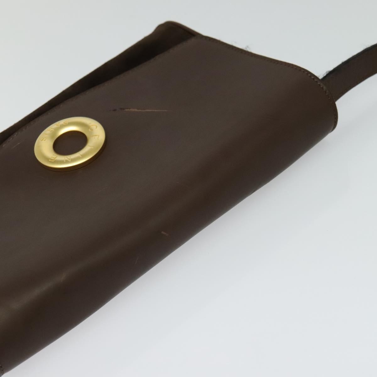 Celine Circle logo Suede and Leather, BROWN, SUEDE, Shoulder bag