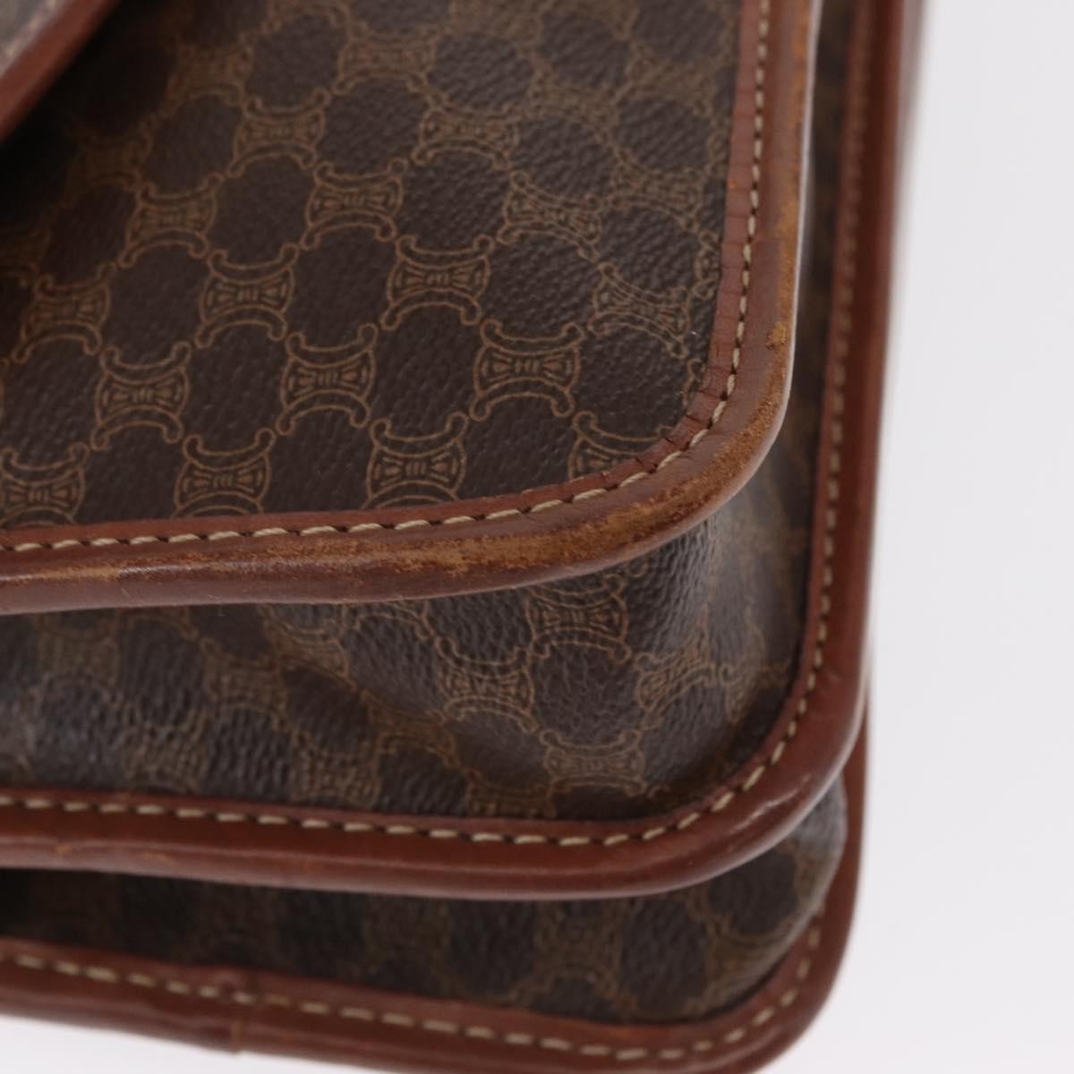 Celine Vintage Macadam Shoulder Bag Canvas, BROWN, CANVAS, Shoulder bag