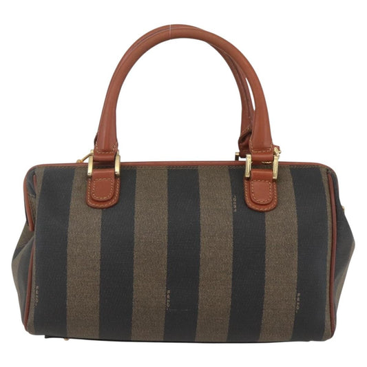 Fendi Vintage Pequin Convertible Boston Bag Coated Canvas, BLACK, PVC, Handbag