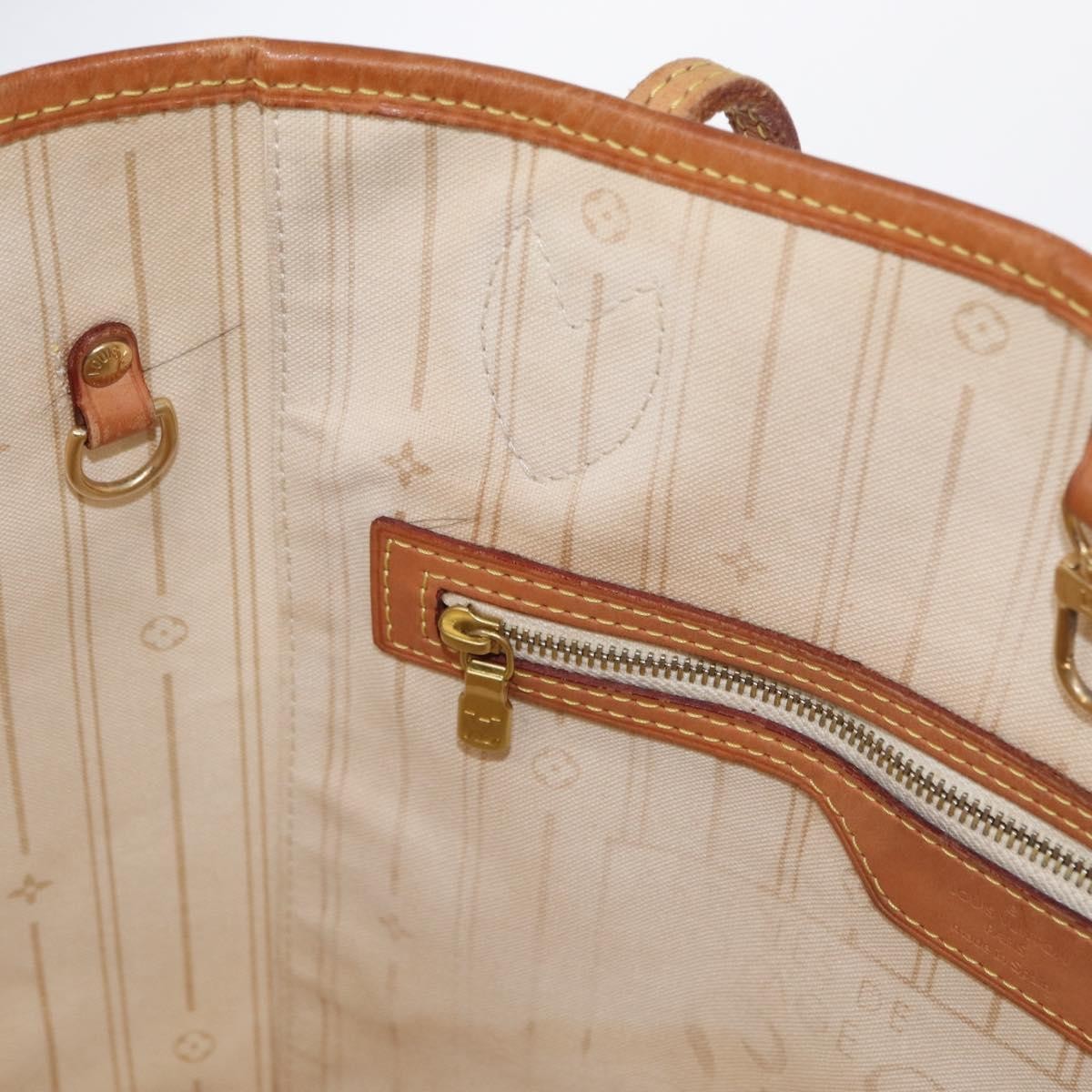 Louis Vuitton Neverfull Tote Damier, WHITE, CANVAS, Tote bag