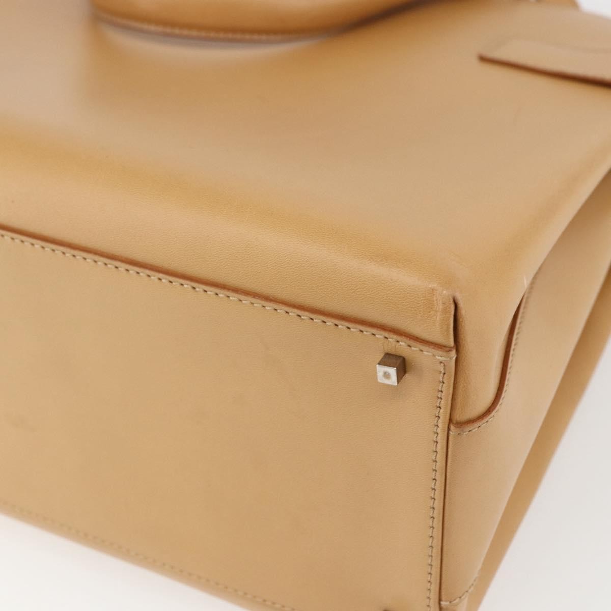 Salvatore Ferragamo Double Gancini Side Buckle Tote Leather, BEIGE, LEATHER, Handbag