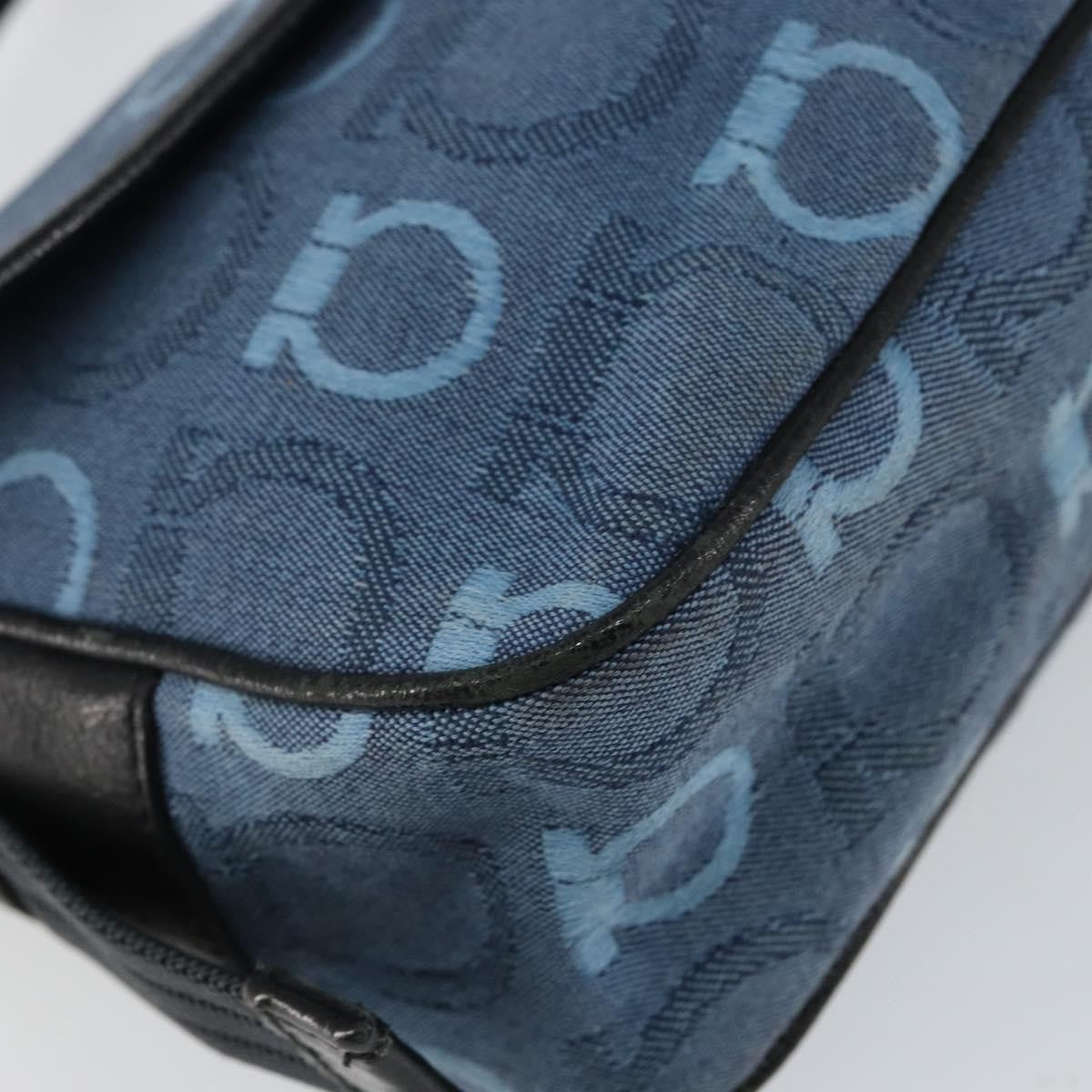 Salvatore Ferragamo Gancini Shoulder Bag Canvas, NAVY, CANVAS, Shoulder bag