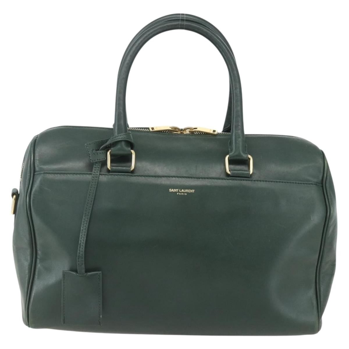 Saint Laurent Classic Duffle Bag Leather, GREEN, LEATHER, Travel bag
