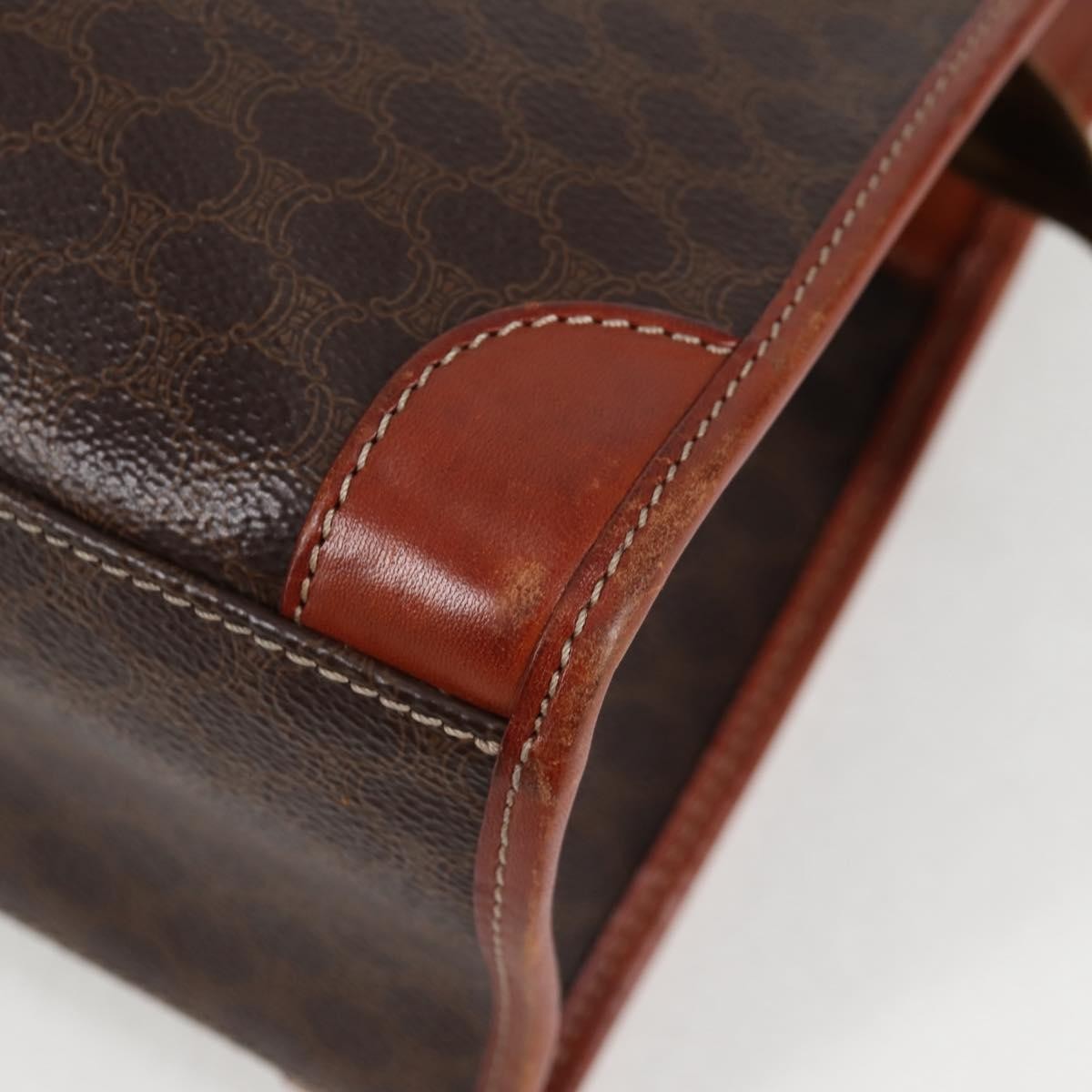 Celine Vintage Macadam Shoulder Bag Leather, BROWN, LEATHER, Shoulder bag