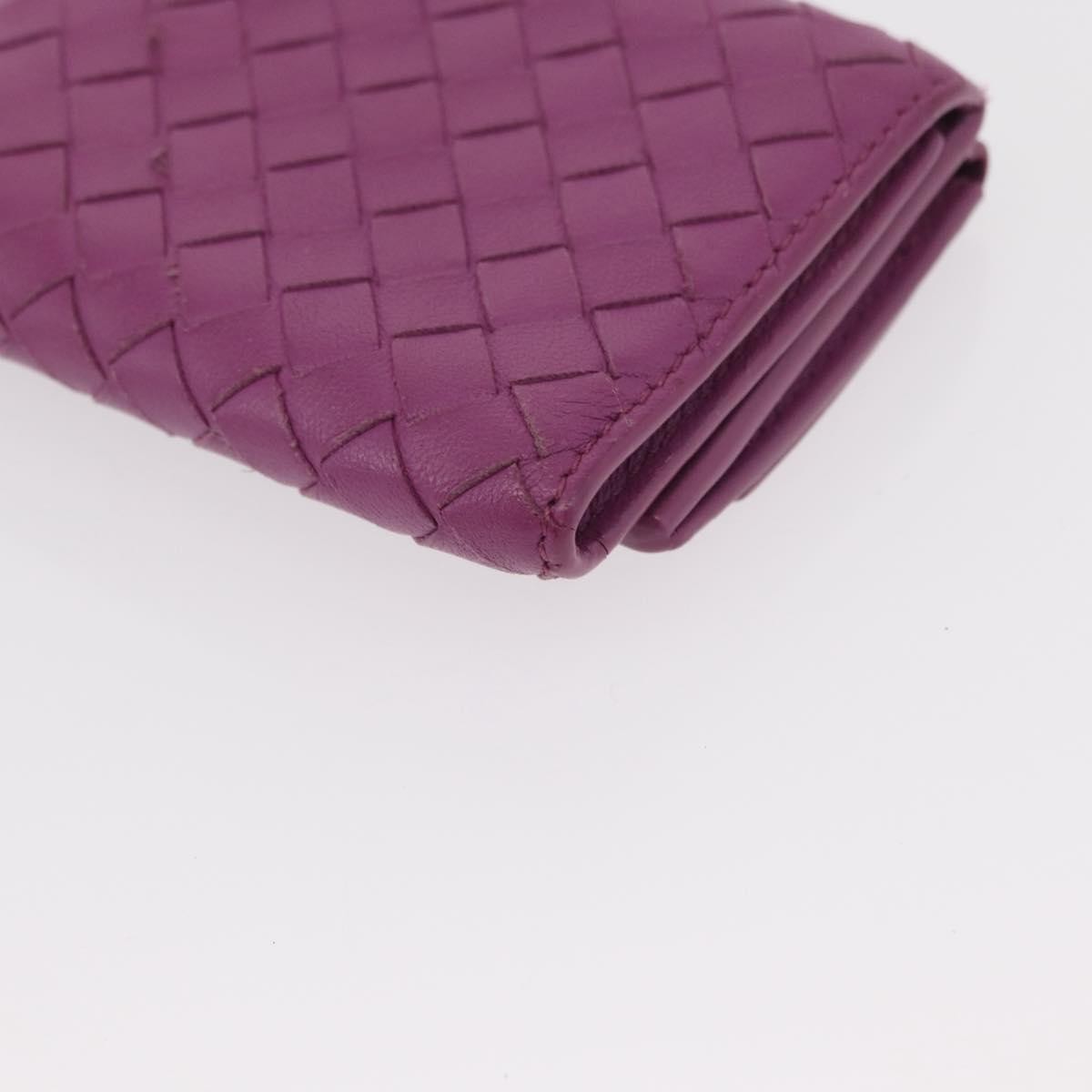 Bottega Veneta Trifold Wallet Intrecciato Leather, PURPLE, LEATHER, Wallets