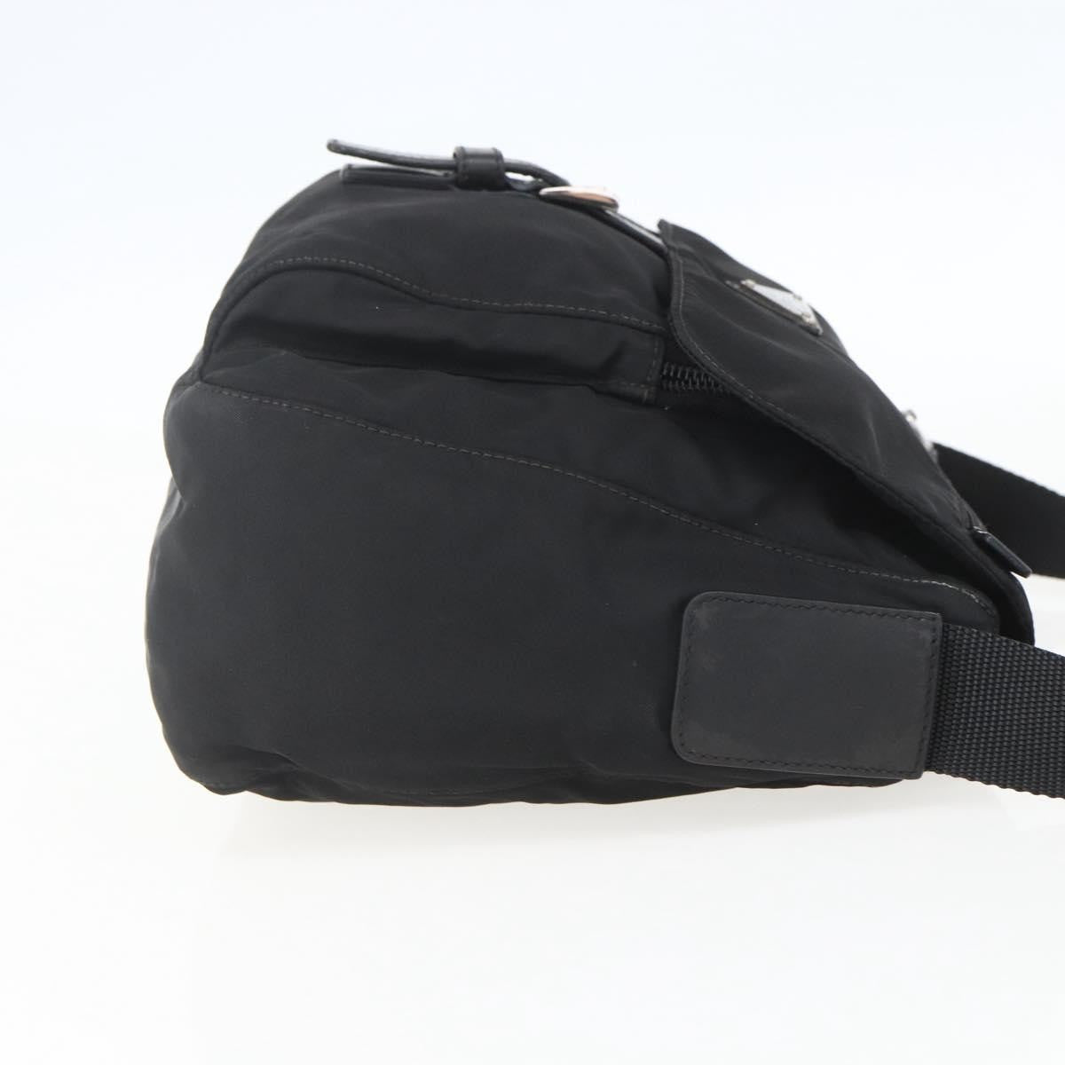 Prada Buckle Messenger Bag Tessuto, BLACK, NYLON, Shoulder bag