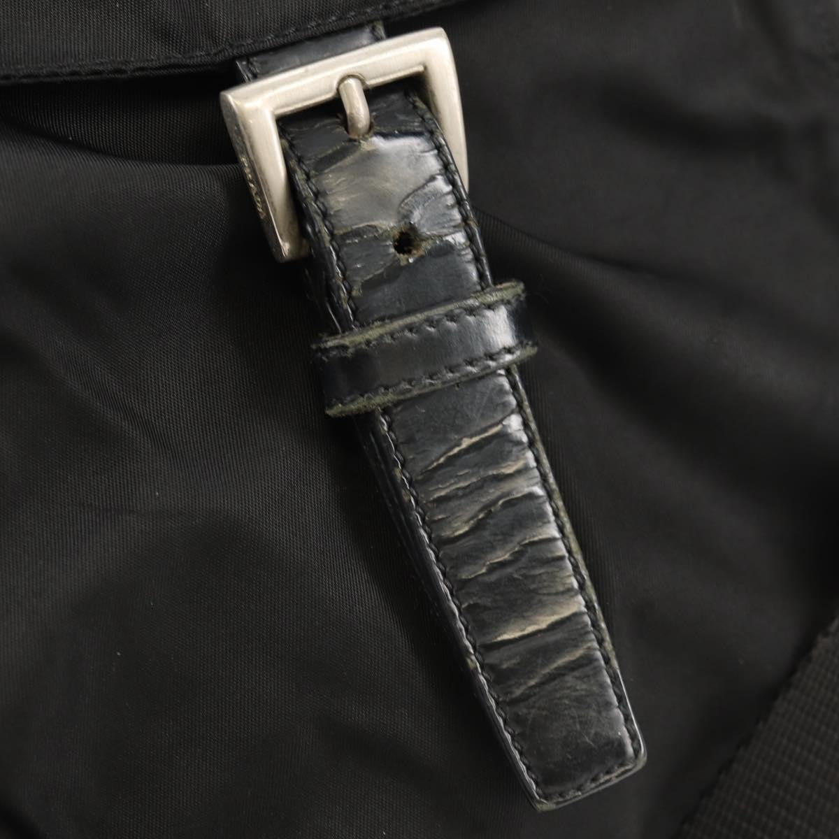 Prada Buckle Messenger Bag Tessuto, BLACK, NYLON, Shoulder bag