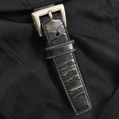 Prada Buckle Messenger Bag Tessuto, BLACK, NYLON, Shoulder bag