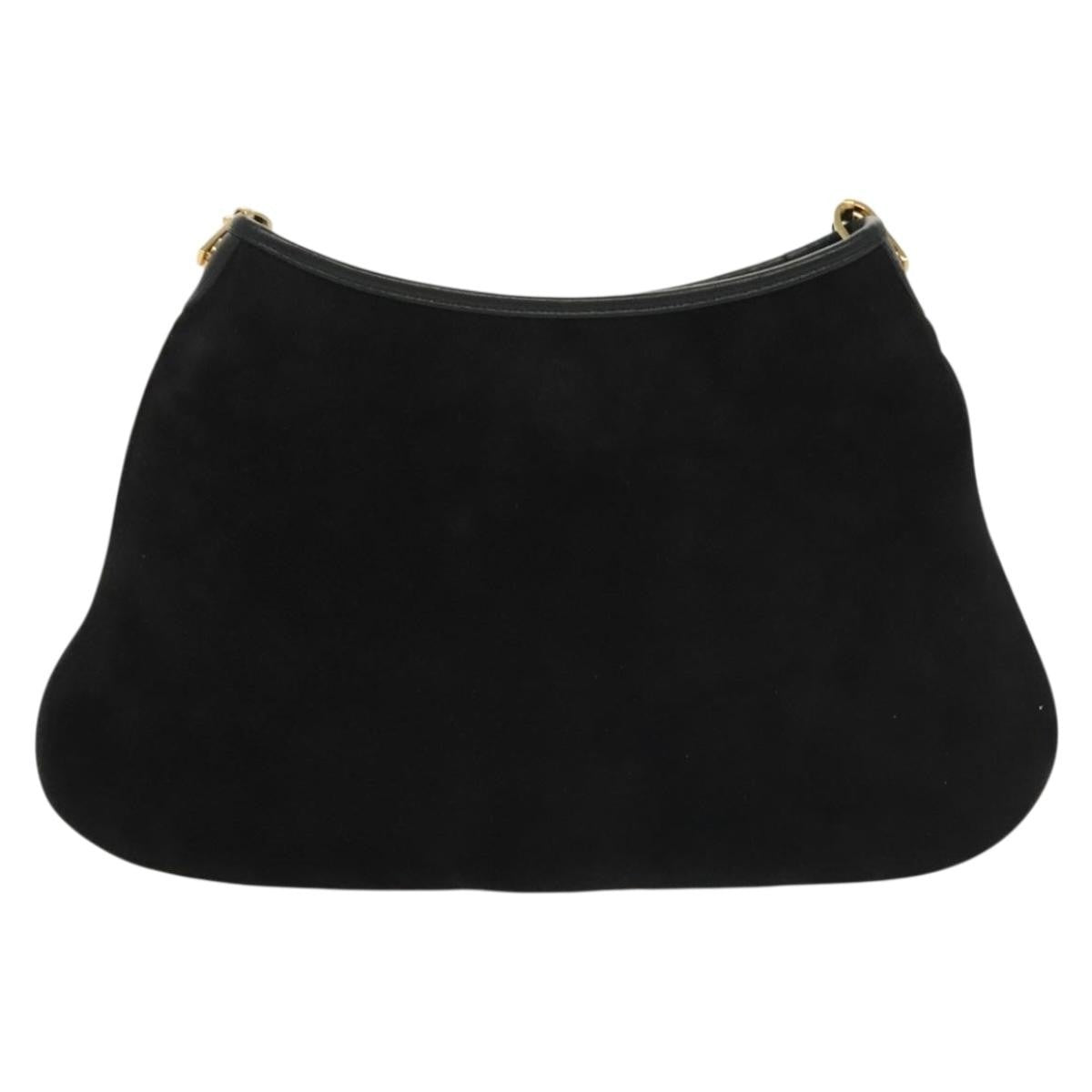 Salvatore Ferragamo Gancini Chain Shoulder bag Suede, BLACK, SUEDE, Shoulder bag