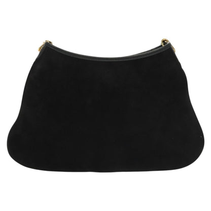 Salvatore Ferragamo Gancini Chain Shoulder bag Suede, BLACK, SUEDE, Shoulder bag