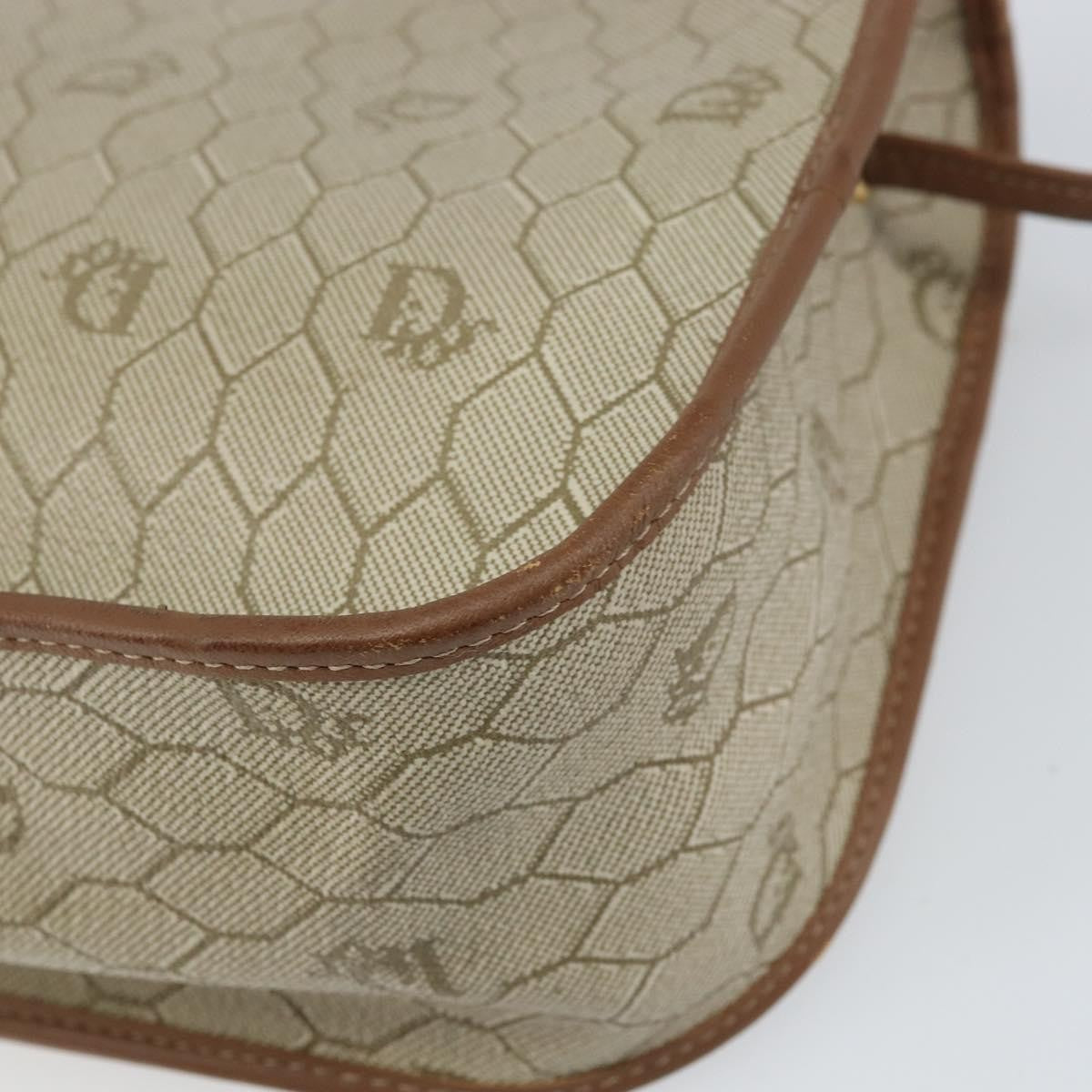 Christian Dior Vintage Honeycomb Shoulder Bag Canvas, BEIGE, CANVAS, Shoulder bag