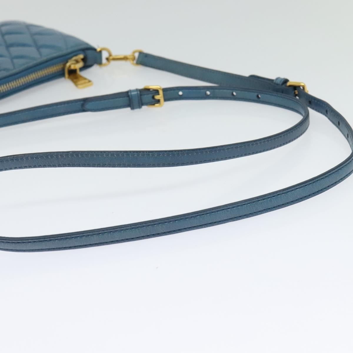 Miu Miu Zip Wristlet Pouch Matelasse Leather, BLUE, LEATHER, Clutche & pouche