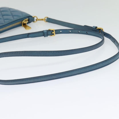 Miu Miu Zip Wristlet Pouch Matelasse Leather, BLUE, LEATHER, Clutche & pouche