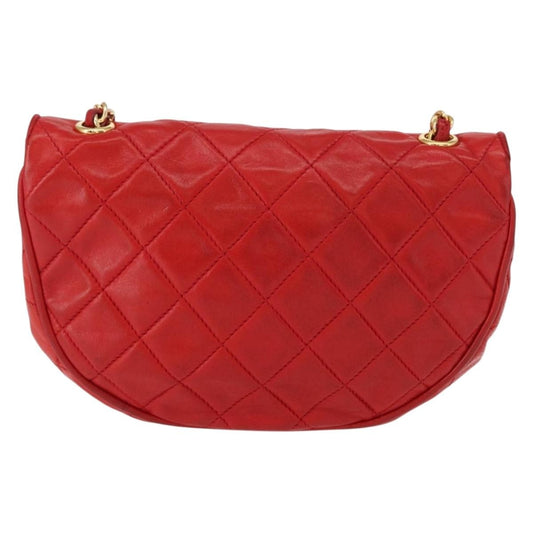 Chanel Camellia Rounded Clutch Satin and Leather, RED, LEATHER, Shoulder bag