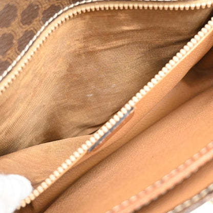 Celine Macadam Shoulder Bag Leather, BROWN, LEATHER, Shoulder bag