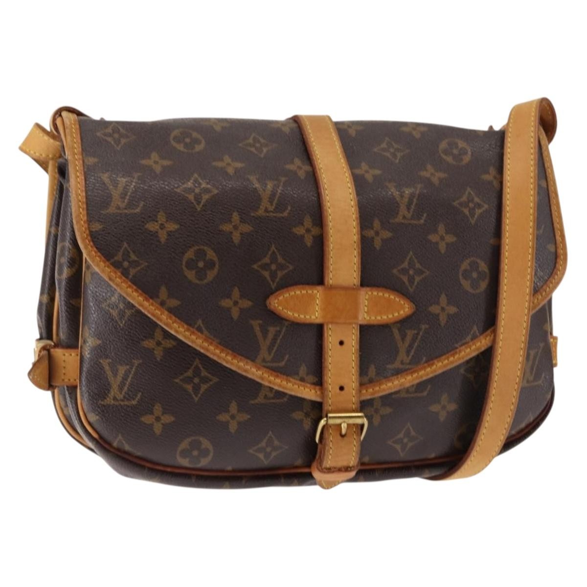 Louis Vuitton Saumur Handbag Monogram Canvas, BROWN, CANVAS, Shoulder bag