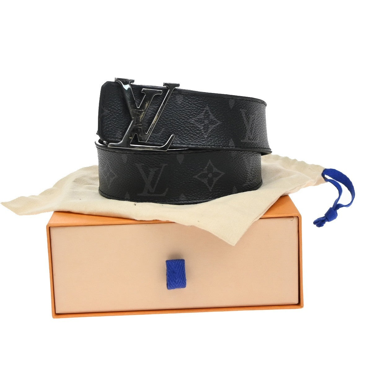 Louis Vuitton LV Initiales Belt Monogram Eclipse Leather, BLACK, CANVAS, Belts