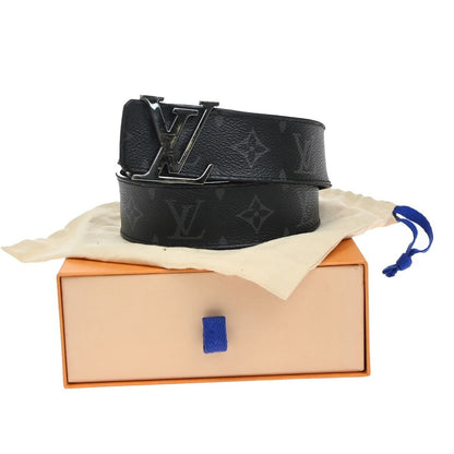 Louis Vuitton LV Initiales Belt Monogram Eclipse Leather, BLACK, CANVAS, Belts