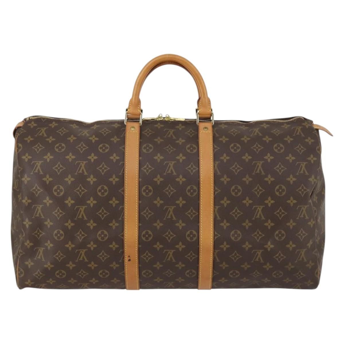 Louis Vuitton Keepall Bag Monogram Canvas, BROWN, CANVAS, Travel bag