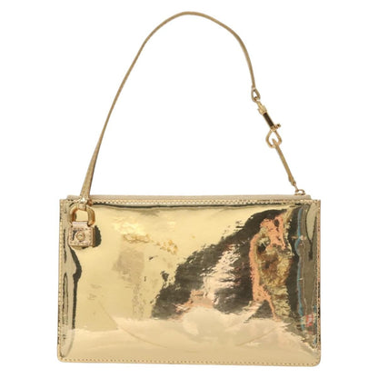 Louis Vuitton Pochette Plate Monogram mirror, GOLD, CANVAS, Clutche & pouche