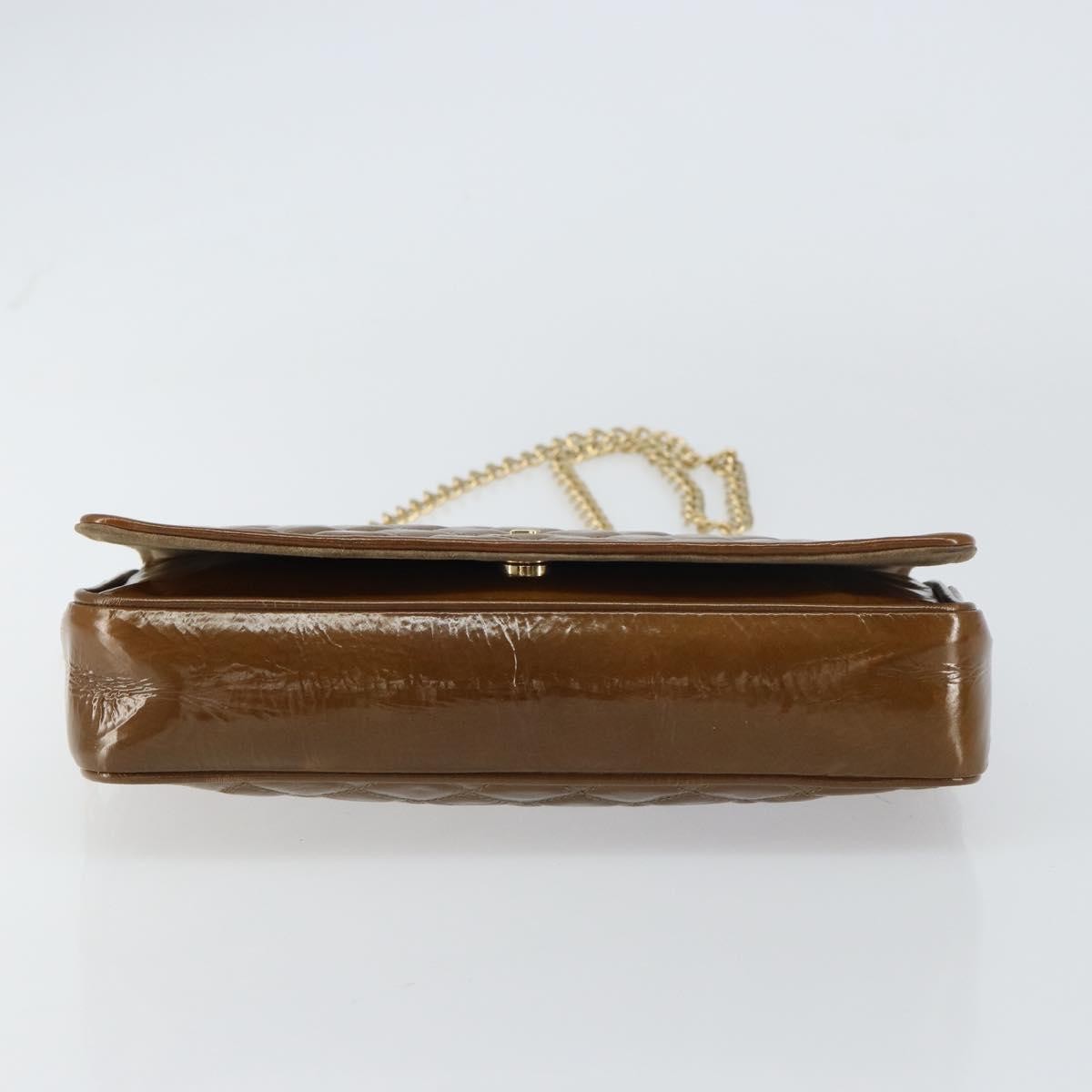 Bally Vintage Chain Shoulder Bag Quilted Patent leather, BROWN, PATENT_LEATHER, Shoulder bag