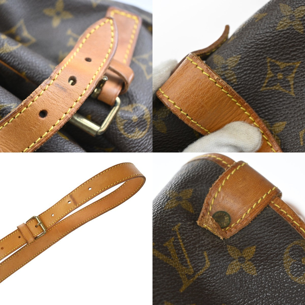 Louis Vuitton Saumur Handbag Monogram Canvas, Brown, Canvas, Shoulder Bag