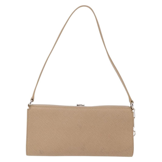 Salvatore Ferragamo Gancini Shoulder Bag Leather, BEIGE, LEATHER, Shoulder bag