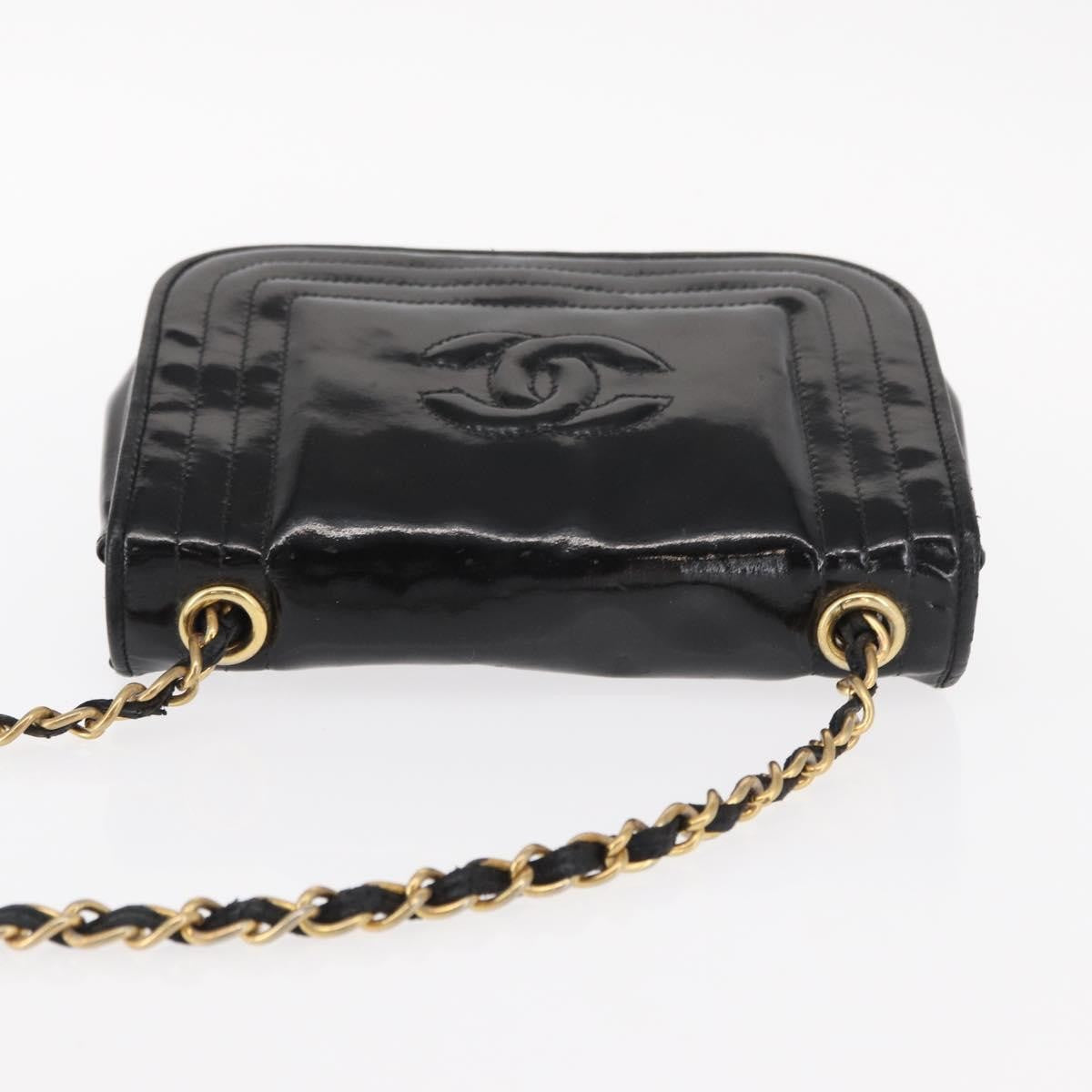 Chanel Vintage CC Stitch Flap Bag Patent, BLACK, PATENT_LEATHER, Shoulder bag