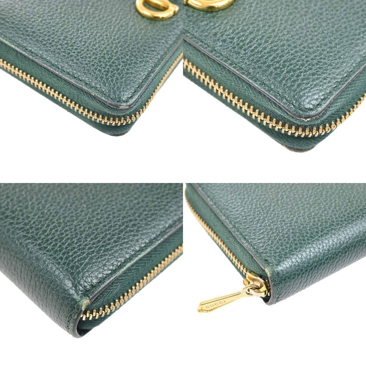 Gucci Zumi Zip Around Wallet Leather, GREEN, LEATHER, Wallets
